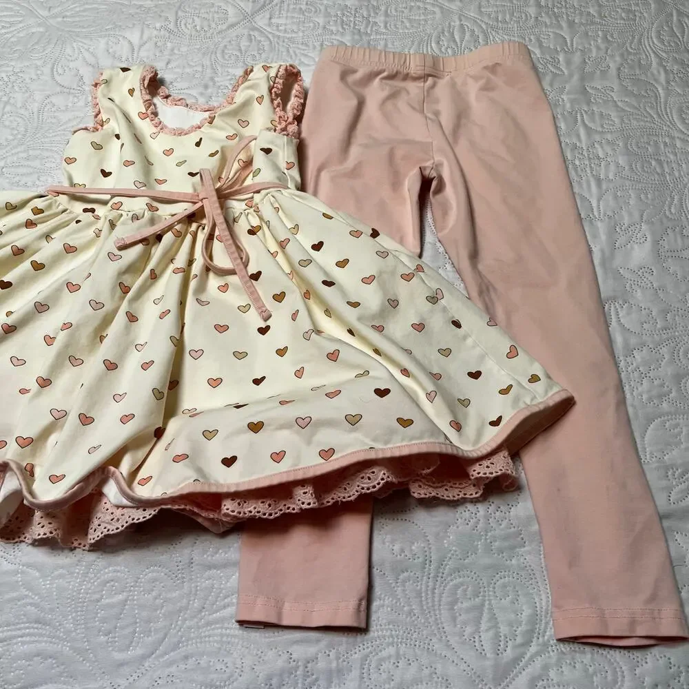 Love & Grow Fall Candyland Tunic Set and Autumn Rose Leggings Size 7